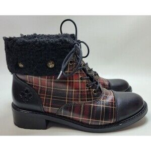 Patricia Nash Lia 2 Tartan Plaid Leather Ankle Boots‎ Sz 7 M